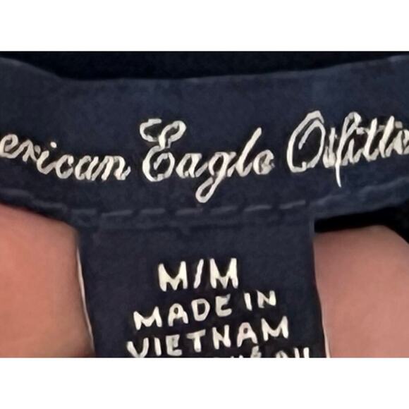 American‎ Eagle Size Medium Gold Star and Sequin Collar short sleeve shirt Black - Picture 4 of 5